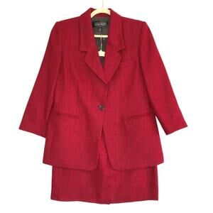 ELLEN TRACY LINDA ALLARD Wool Skirt Suit Women 14P Classic Business Ofice Retro